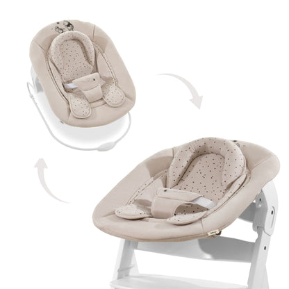 Hauck 2in1 Baby Bouncer & Newborn Attachment for Alpha+ & Beta+ Wooden Highchair Alpha Bouncer 2in1, from birth up to 9 kg, 3-point hip belt, seat reducer, rocking frame (Disney Winnie the Pooh Beige)