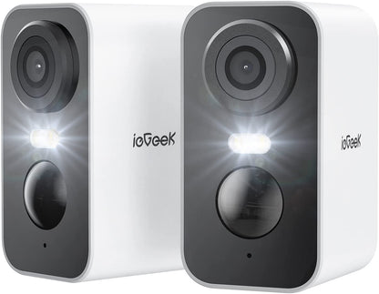 ieGeek 2K 3MP Outdoor Security Camera with Solar, Wireless Battery Powered Camera with Colorful 15m Night Vision, PIR Motion Sensor (2pcs)