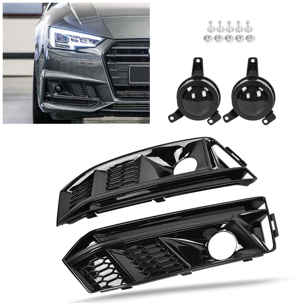 Front fog light grille, pair for honeycomb front fog light grille in S4 style with ACC for A4 B9 S-Line 17-18.