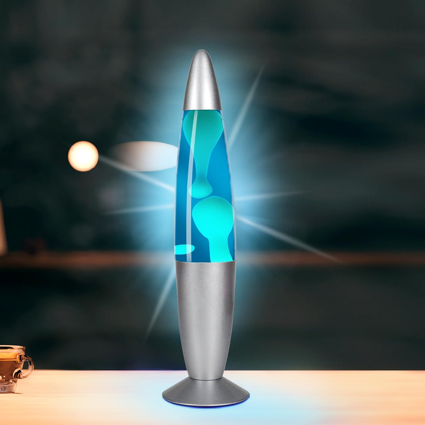 AONESY Lava Lamps for Adults Kids 34cm Lava Lamp Light Blue Liquid & White Wax Retro Astro Lamp for Home Decoration Beautiful Light Gift for Christmas Birthday Halloween