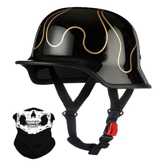 German motorcycle half helmets with ECE, retro jet helmet, chopper helmet, scooter helmet, bicycle helmet, with removable inner lining and quick release buckles M~XXL 57~64CM