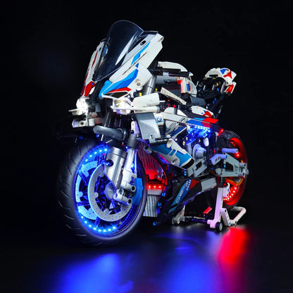LocoLee LED light set compatible with LEGO BMW M 1000 RR, decoration LED lighting set compatible with LEGO 42130 Technic BMW light kit, lights only - SE version (remote control version)