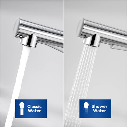 Pull-Out Kitchen Faucet, CECIPA High Pressure Kitchen Tap with Sprayer, Kitchen Mixer Tap with 2 Spray Modes, Single Lever Sink Mixer Stainless Steel Brushed, 360° Rotatable, Chrome