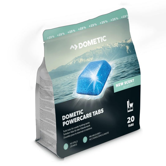 DOMETIC Power-Care for camping toilets & chemical toilets - Sanitary additive breaks down feces and prevents unpleasant odors - Alternative to liquid sanitation (20 tabs for 20 tank fillings), 500 g