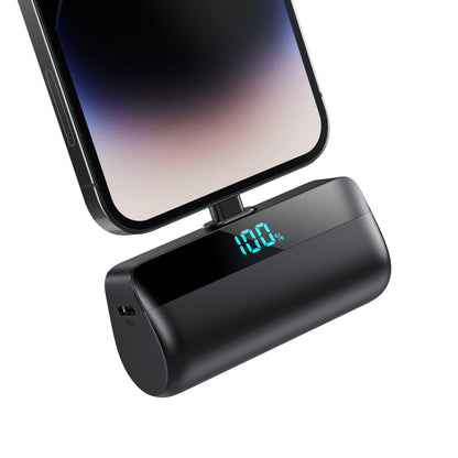 Feob Mini Powerbank for iPhone 5200mAh, 20W PD Fast Charging Power Bank Small Ultra-Compact with LED Display, External Battery Pack compatible with iPhone 14/14 Plus/13 Pro/13/12/11/XS/XR/8/7/6/5, etc.