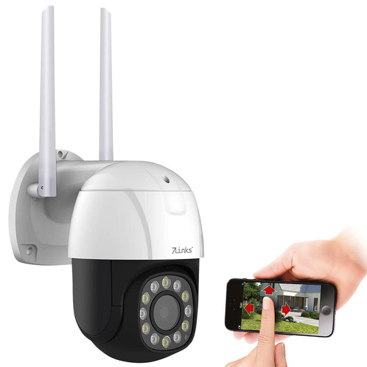 7links dome camera: PTZ IP surveillance camera, 2K+, 5X optical zoom, IR, WiFi, 64GB, app (LAN camera, outdoor WiFi camera, wireless motion detector)