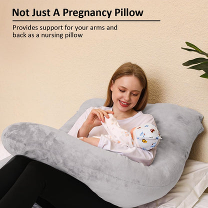 Chill Home Pregnancy Pillow, U Shape Side Sleeper Pillow with Cover U Pillow Nursing Pillow Large Storage Pillow, Pillow for Women and Side Sleepers (Memory Foam)