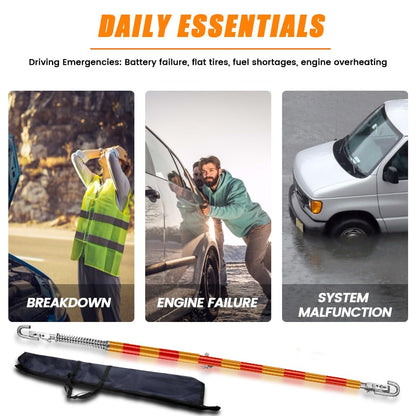 Anbull 2-Piece 5T Tow Strap Emergency with Spring Damping, Towing Length 175cm, Max. Towing Capacity: 5000kg