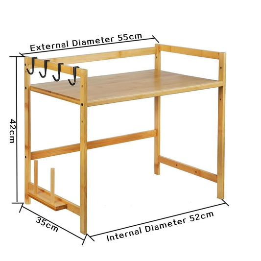 Eushine Microwave Shelf/Spice Rack, Bamboo Microwave Stand with 2 tiers - Bakery Shelf, Kitchen Organizer Rack for Countertop, Spice Cabinet Shelf for spices