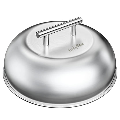 onlyfire stainless steel burger bell | heat bell | melt bell for steak burger cheeseburger, burger dome for plancha teppanyaki and grill, Ø 23cm