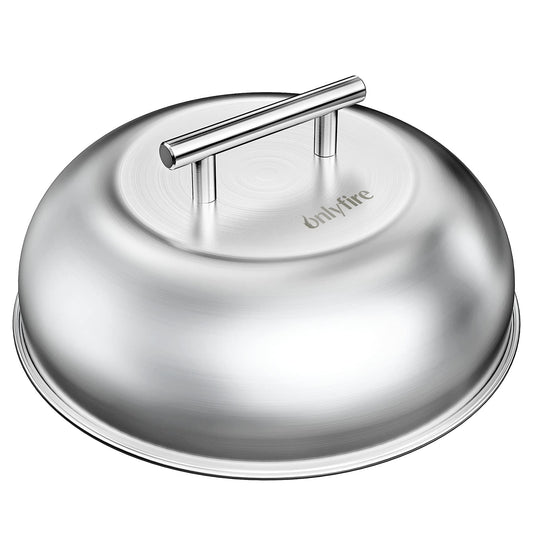 onlyfire stainless steel burger bell | heat bell | melt bell for steak burger cheeseburger, burger dome for plancha teppanyaki and grill, Ø 23cm