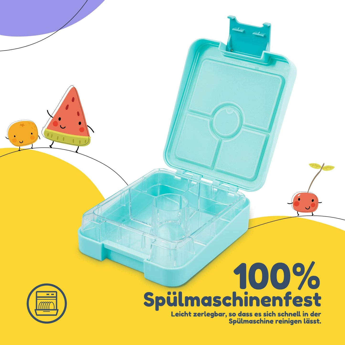 ChompChow Easy kids lunch box with compartments, Colorful divided & leak-proof, BPA-free lunchbox for preschool/daycare, Bento Box, Secure snack box lunch box