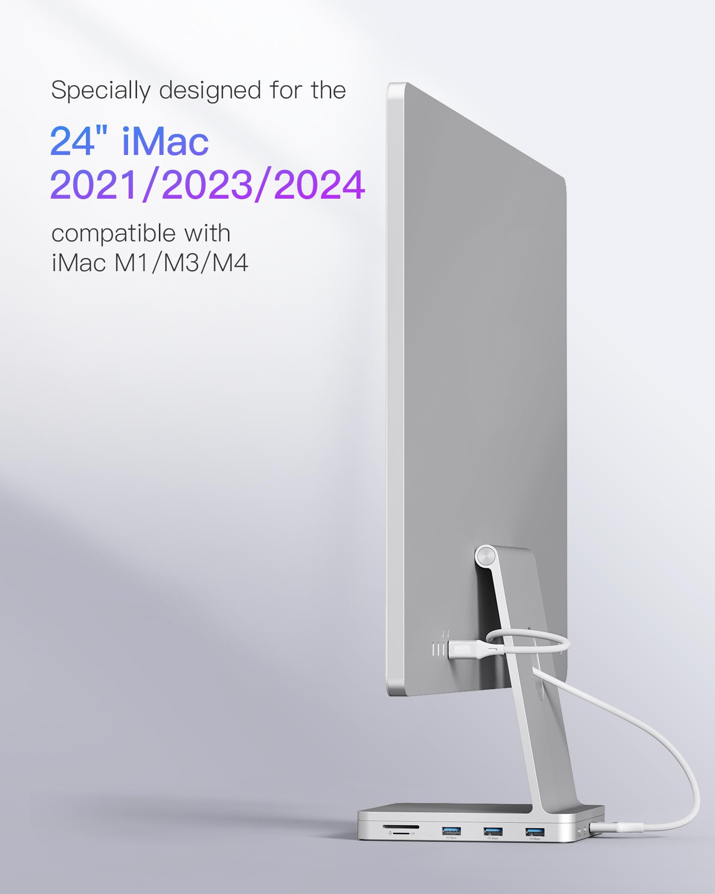 Inateck USB C Hub for iMac, docking station compatible with iMac 24 inch 2021/2023, USB 3.2 Gen 2, 8-in-1 aluminum USB hub with NVMe SSD enclosure, USB C 10 Gbps and SD/TF card reader, DK2001