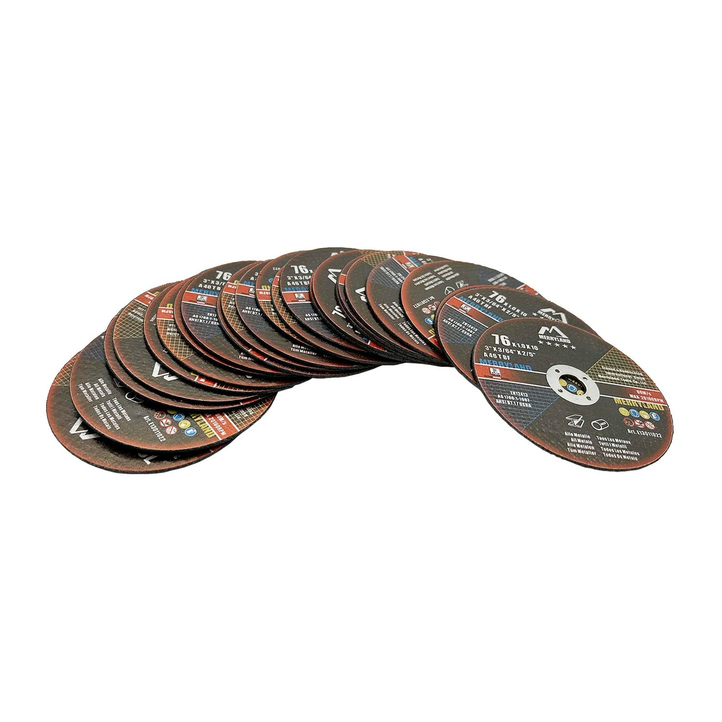 Merryland Cut-off Wheel 76 Metal Stainless Steel for Angle Grinder, 76 X 1.0 mm Thin Flex Wheel Straight 25 Pieces, Expert-Line E13011022-25