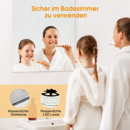 byecold Infrared Heater Mirror 580W Wall Mounted with LED (100x60cm), Mirror Heating Electric Infrared, Electric Bathroom Mirror Heater, Fog-Free Bathroom Mirror with Overheat Protection Heating Plate