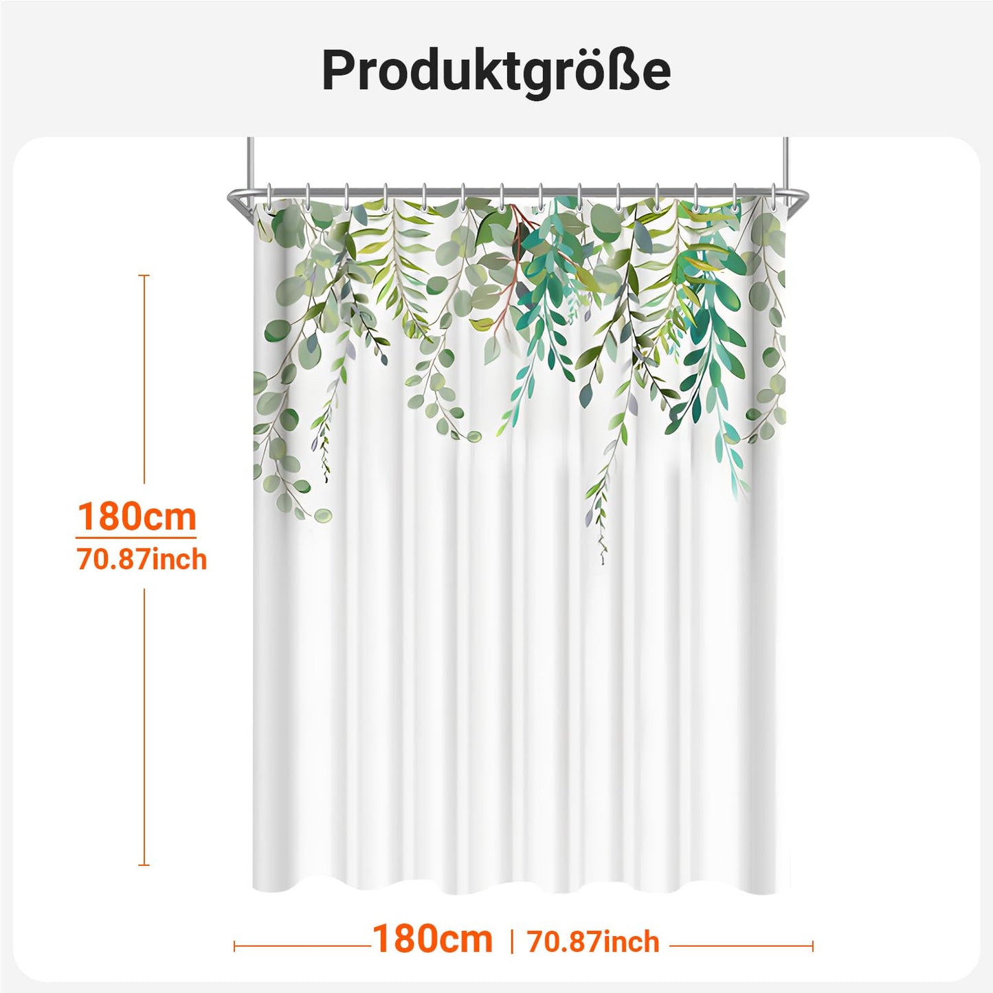 Lerores shower curtain 180x180 anti-mold textile shower curtains, leaf waterproof, weighted hem, washable, fabric shower curtain for bathroom and bathtub with 12 hooks.