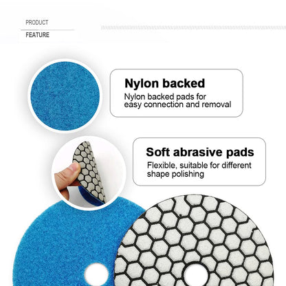 SHDIATOOL Dry Diamond Polishing Pads 7pcs Grit 50 for Granite Concrete Marble Dia 4 Inch/100MM