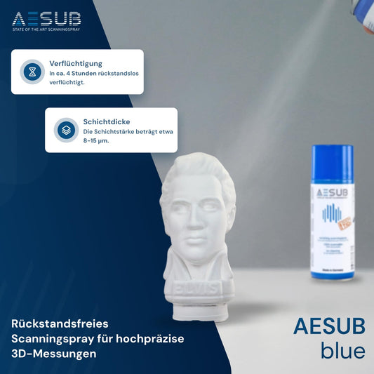 AESUB Blue 3D scanning spray for 3D scanners - 400 ml Professional scanning spray, self-vanishing & pigment-free, thin layer thickness (8-15 µm), Made in Germany