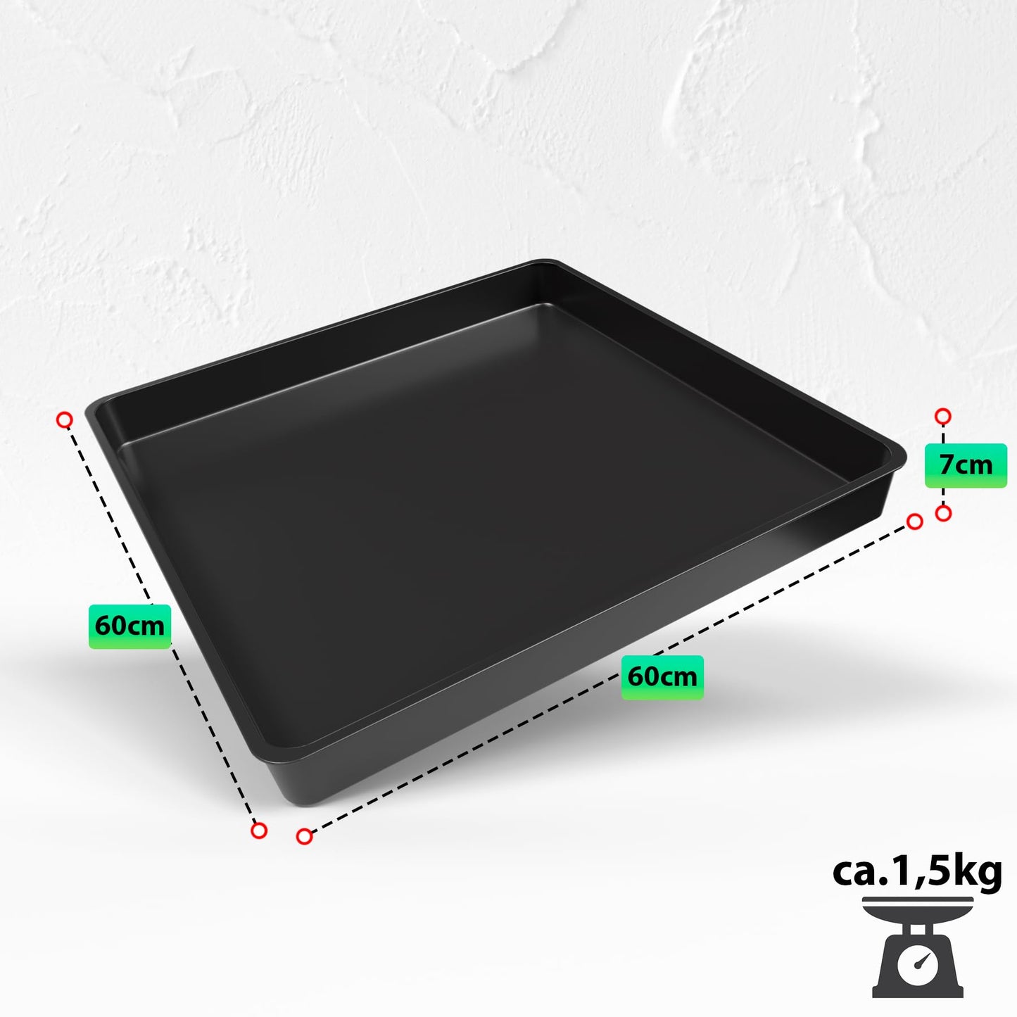 BigDean multipurpose tray 60x60x7cm is perfect as a grill grate tray, litter tray, or mortar tray - high-quality plastic tray