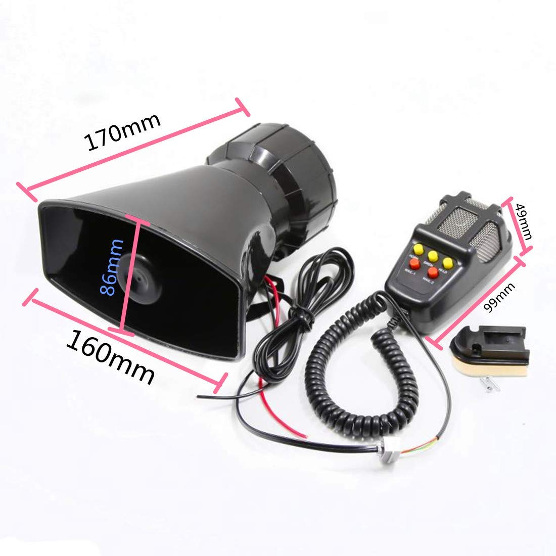 YIYIDA car horn with microphone PA speaker system electric horn emergency speaker car siren sound speaker vehicle horn loud suitable for any 12V truck car boat etc.