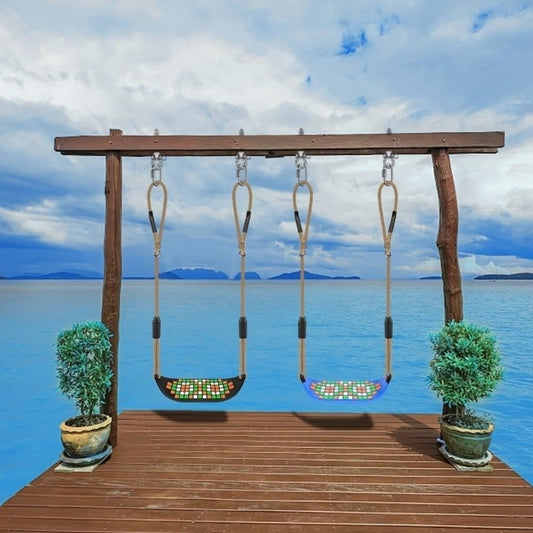 SELEWARE Swing Outdoor Kids Swing Seat - Indoor Adult Swing Board Adjustable Height with Adjustable Rope Garden Kids Swing Non-slip Backyard Garden Swing