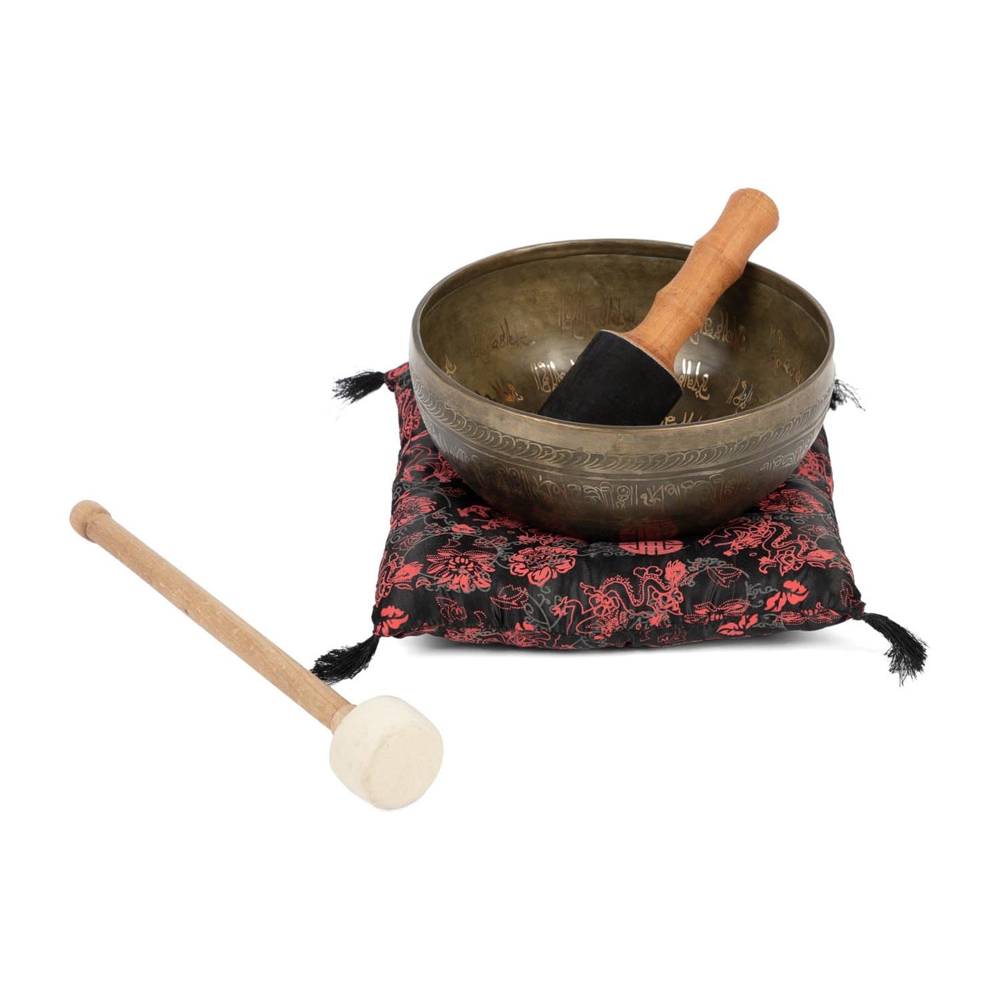 Bodhi Tibetan Singing Bowl | Engraved Singing Bowl | Handcrafted set with cushion & mallet | Ideal spiritual gift | Meditation accessory made of bronze