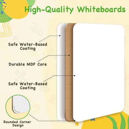 Ohuhu Whiteboard Small A4, Double Sided Mini White Board with Markers and Erasers, Dry Erase, Portable, for Students, School, Home Office (30 Pack Whiteboard Set - Double Blank)