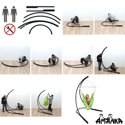 AMANKA Up to 150kg: 210cm Hanging Chair Stand Outdoor - XL Stand for Hanging Chair - Balcony Stand for Bean Bag Garden Hanging Chair Stand for Hanging Seat Hanging Basket Stand for Hanging Chair