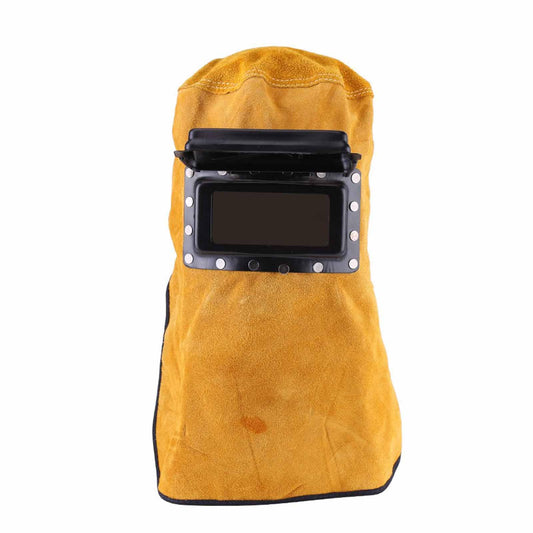 Leather welding helmet, breathable protective mask, welding helmet with safety glass.