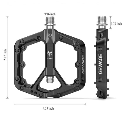 Daring Mountain Bike Pedals, Non-Slip MTB Pedals made of Nylon Fiber, 9/16-inch Bike Pedals, Lightweight and Wide Flat Platform Pedals (Black)