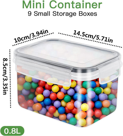 9 x 0.8 L storage box for kitchen, airtight, food safe plastic with lid for storing cereals, pasta, flour, pet food.