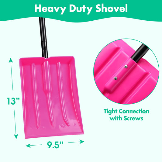 Snow shovel beach shovel for kids, Rust-resistant children's shovel metal handle with total length of 84 cm, Sturdy and stable plastic
