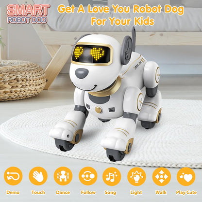 VATOS Robot Dog Kids Remote Control Toy - Interactive Touch and Follow Robot Dog with 17 functions, programmable dance music RC for girls 3-12 years