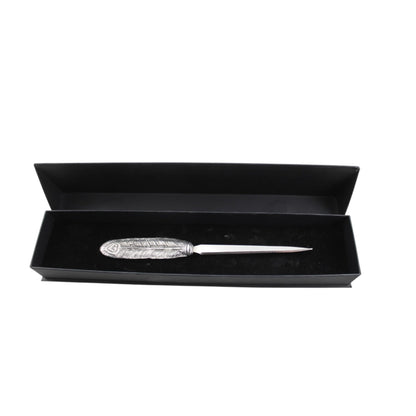 Cavagnini, elegant letter opener made of stainless steel and pewter, including gift box (Quill)