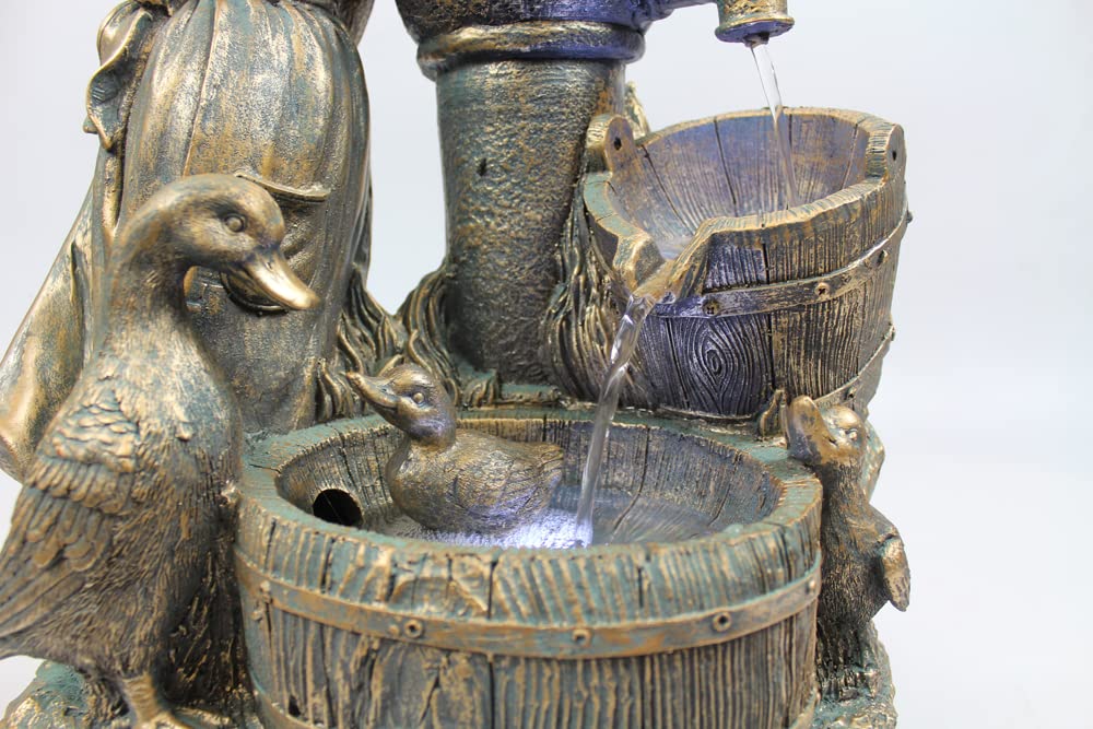 Garden fountain Heidi with geese, spring fountain, water feature with lighting, patio fountain, garden decoration.