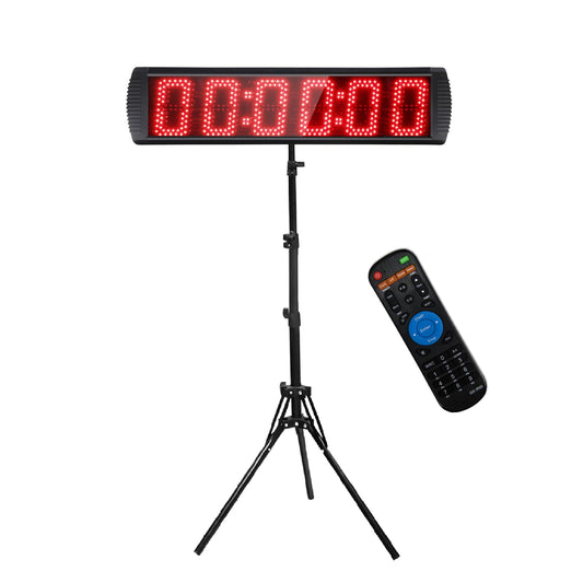 LED stopwatch for competitions, 5-inch 6-digit sports stopwatch with tripod, countdown/up, gym timer clock countdown timer with remote control.