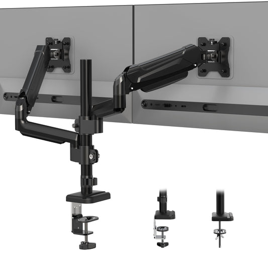 BONTEC Dual Monitor Stand for 13 to 32 inch LED-LCD Screens Holds 3-9 kg, Monitor Mount Height Adjustable Tilt Swivel and Rotate, VESA 75/100mm