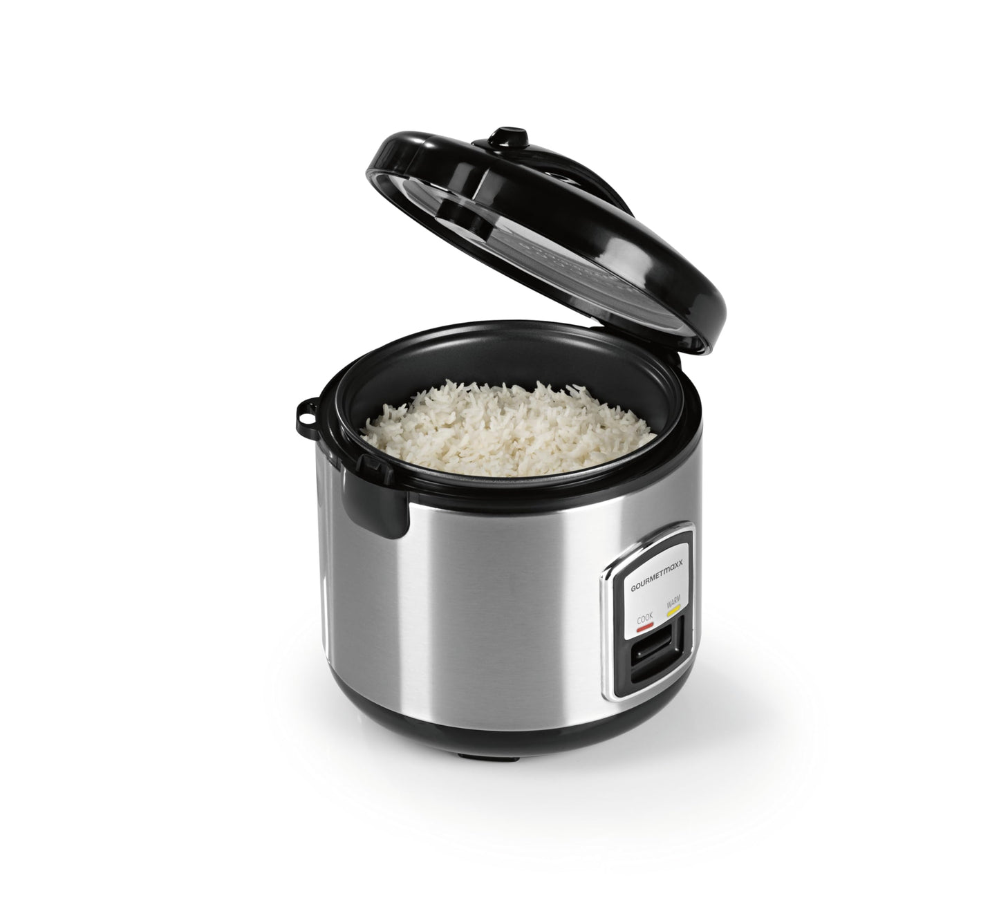GOURMETmaxx Compact Rice Cooker & Steamer, 1L, includes steaming insert, cooking pot, rice spoon & measuring cup, keep warm function, perfect for small families & singles, dishwasher safe.