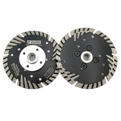 DT-DIATOOL Diamond Cutting Disc 2 pieces 115mm x M14 Turbo Blade with Protective Teeth for Cutting Grinding Granite Marble Concrete Tiles