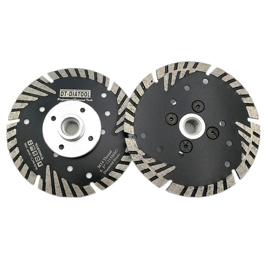 DT-DIATOOL Diamond Cutting Disc 2 pieces 115mm x M14 Turbo Blade with Protective Teeth for Cutting Grinding Granite Marble Concrete Tiles