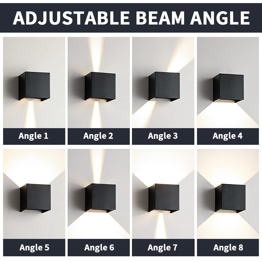 BOYIR 12W LED wall light for indoor/outdoor use with motion sensor. Modern up/down design with adjustable beam angle. Waterproof IP65 outdoor wall lamp in 3000K warm white.