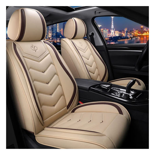 JDWBT Car Seat Covers Set Leather, Car Seat Protector Set Universal, Car Seat Covers Complete Set 5-Seats, Seat Covers Car-Beige (beige)