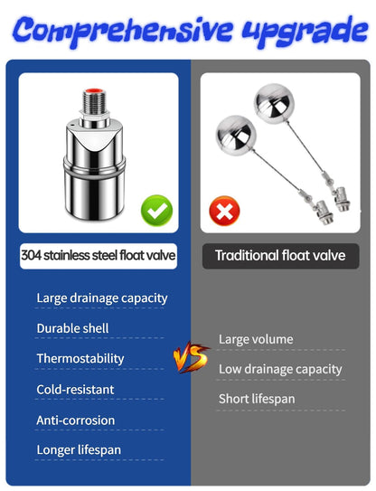 1 inch float valve for water tank pool - automatic water level control valve - 304 stainless steel low water level, automatic filling float valve
