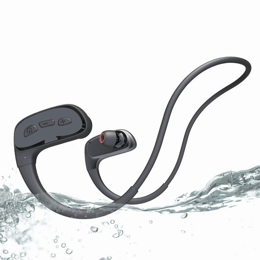CYBORIS swimming headphones, IPX8 waterproof Bluetooth headphones, wireless in-ear sports headphones with 32GB MP3 player storage, built-in bone conduction speaker, EQ switching function.