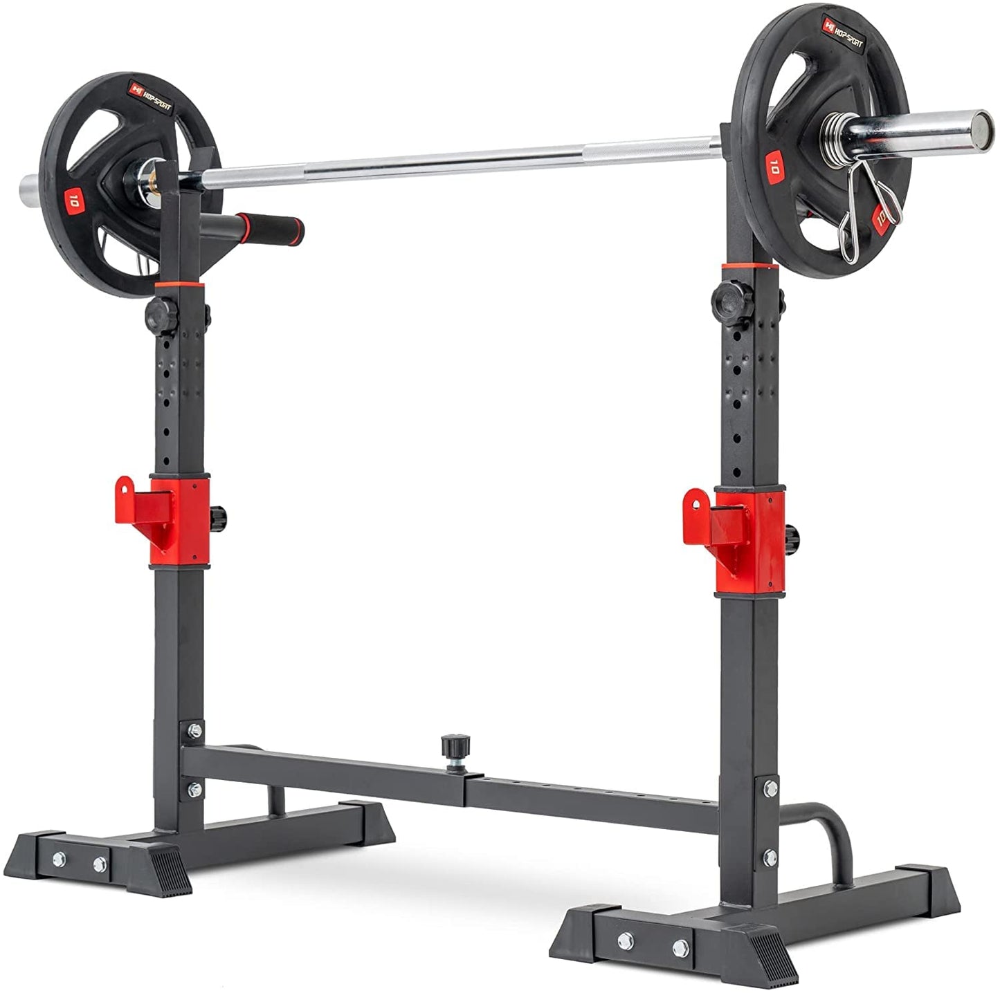 HOP-SPORT Barbell Stand, Adjustable with Safety Bars and Dip Bars for Home Gym, Stable Squat Rack for Barbell Training, Max. Load Capacity 250 kg.