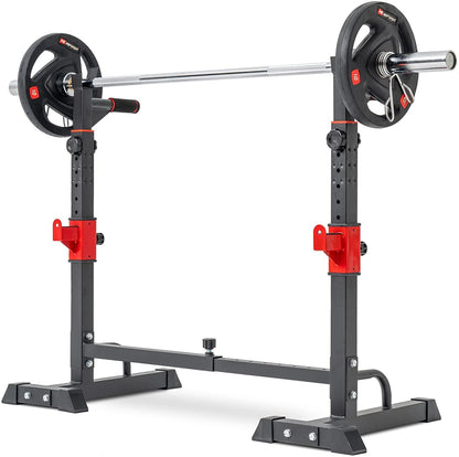 HOP-SPORT Barbell Stand, Adjustable with Safety Bars and Dip Bars for Home Gym, Stable Squat Rack for Barbell Training, Max. Load Capacity 250 kg.