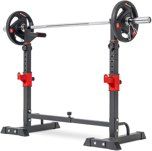 HOP-SPORT Barbell Stand, Adjustable with Safety Bars and Dip Bars for Home Gym, Stable Squat Rack for Barbell Training, Max. Load Capacity 250 kg.