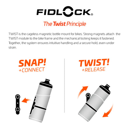 Fidlock Twist Bottle 800 Ml + Bike Base Grey - Innovative magnetic bike bottle incl. 800 ml size - Color Transparent
