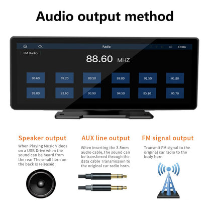 Sunweyer Portable Apple CarPlay Screen and Android Auto Wireless Display Head Unit, 9.3-inch HD IPS Touchscreen, supports 1080p backup camera, and Bluetooth/AUX/FM Transmitter.