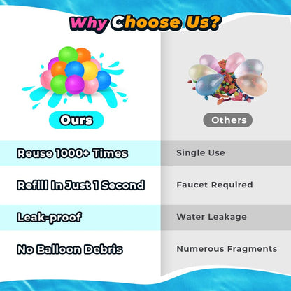 8 reusable water balloons, pool toys for boys and girls, water toys for beach and outdoor activities for kids aged 3-12, summer water toy.